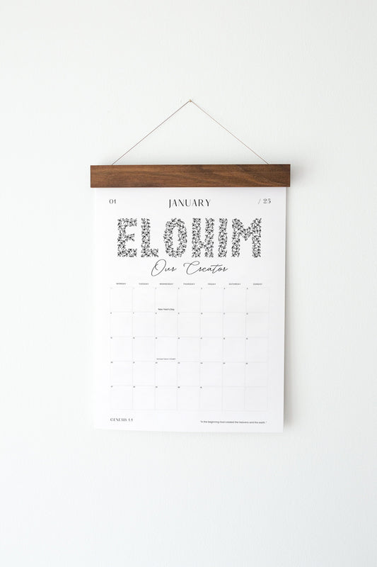 2025 "Names of God" Calendar PDF Printable